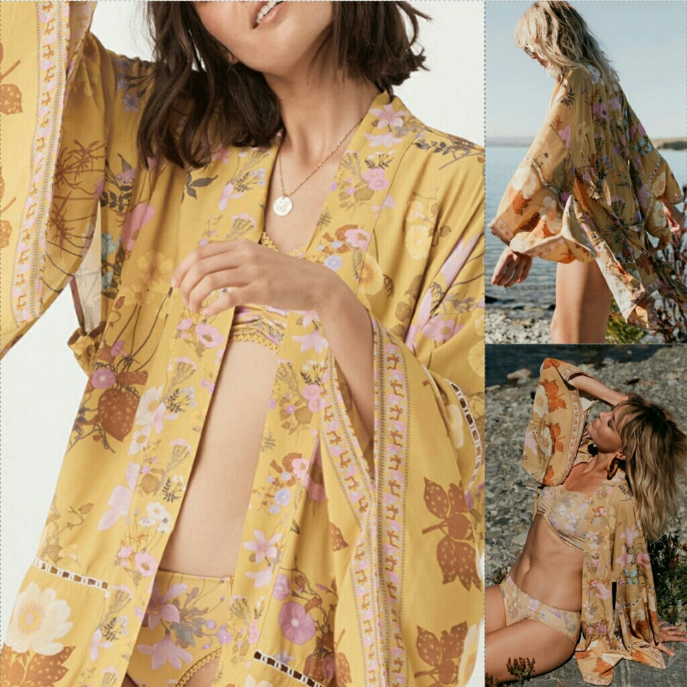 New spell designs wild bloom short kimono robe M/L - Picture 3 of 8